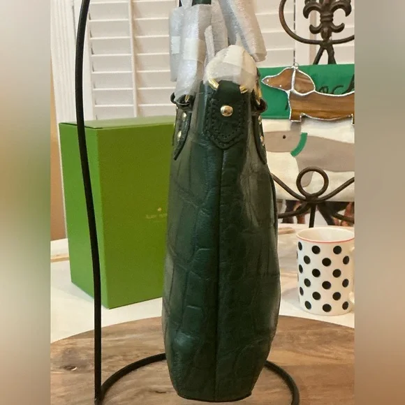 Coach mini tote rich forest green leather bag with gold hardware